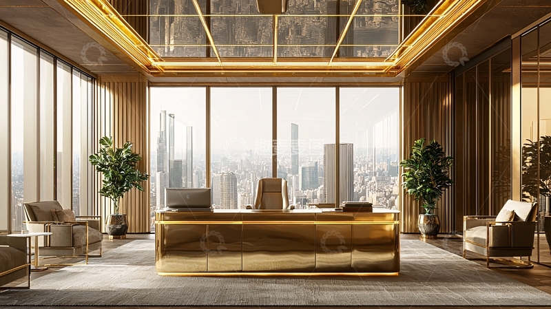 高清大图下载【趣麦麦图】金色奢华现代办公室