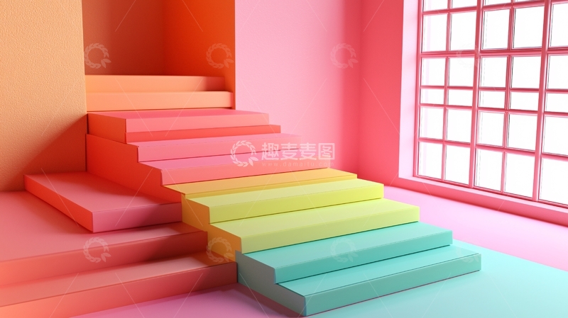高清大图下载【趣麦麦图】彩色阶梯
