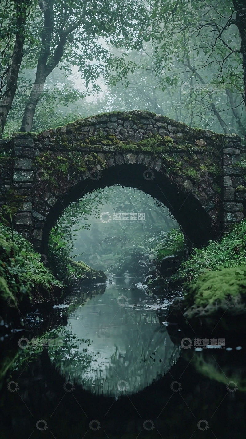 高清大图下载【趣麦麦图】苔藓覆盖的古桥