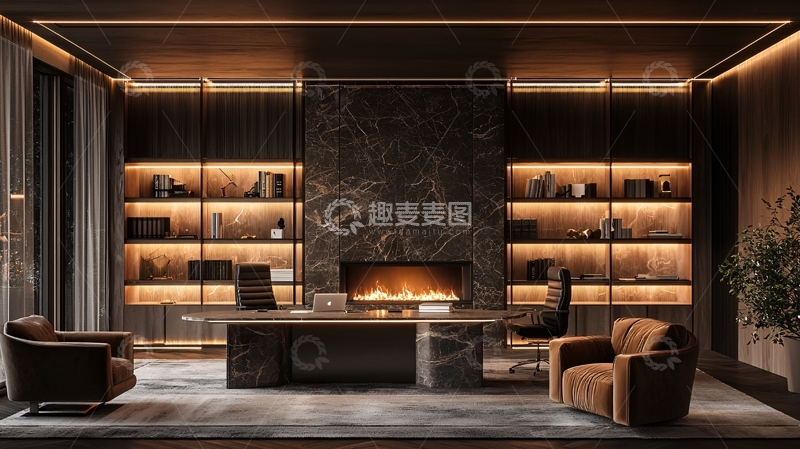 高清大图下载【趣麦麦图】奢华现代书房