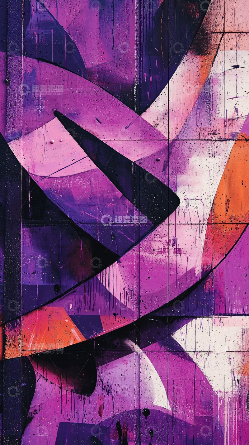 高清大图下载【趣麦麦图】紫色涂鸦墙