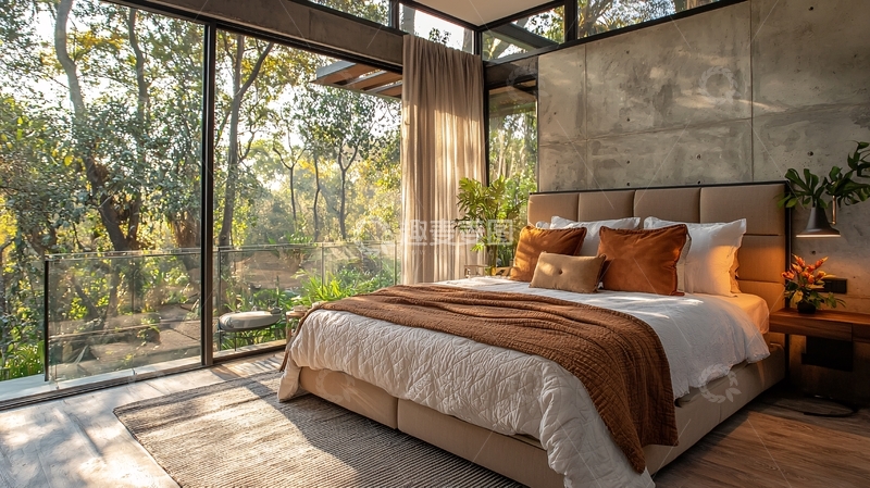 高清大图下载【趣麦麦图】阳光照进森林卧室