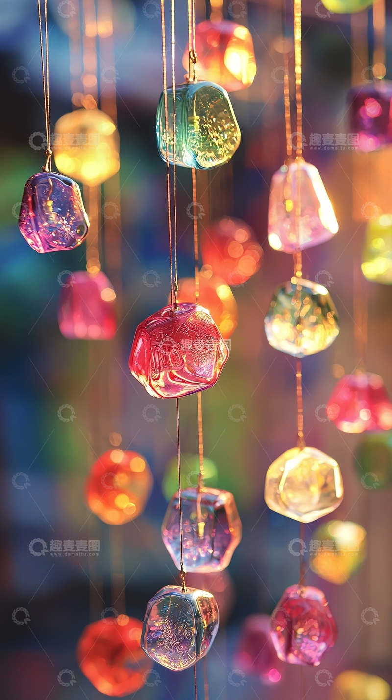 高清大图下载【趣麦麦图】彩色玻璃珠风铃