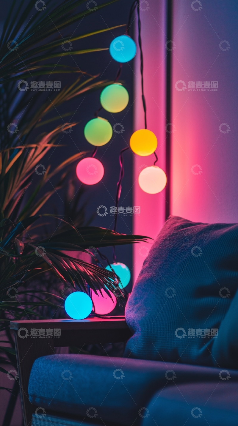 高清大图下载【趣麦麦图】彩色球形灯串