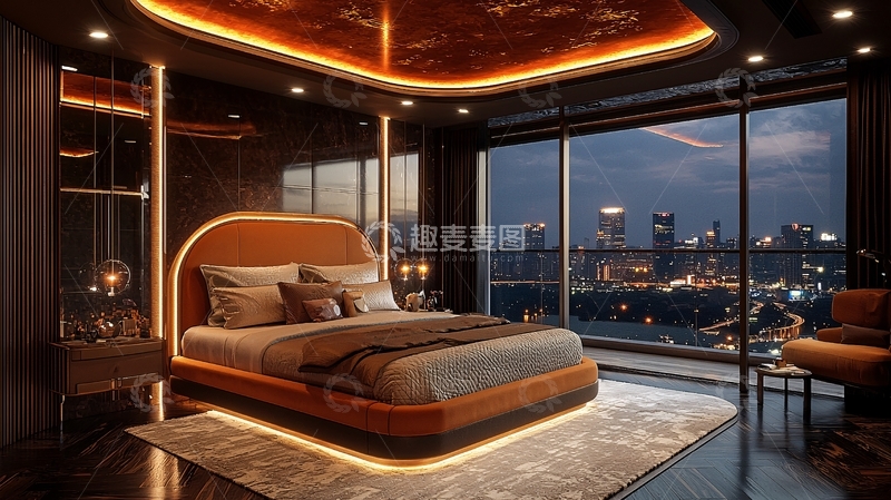 高清大图下载【趣麦麦图】现代奢华卧室夜景