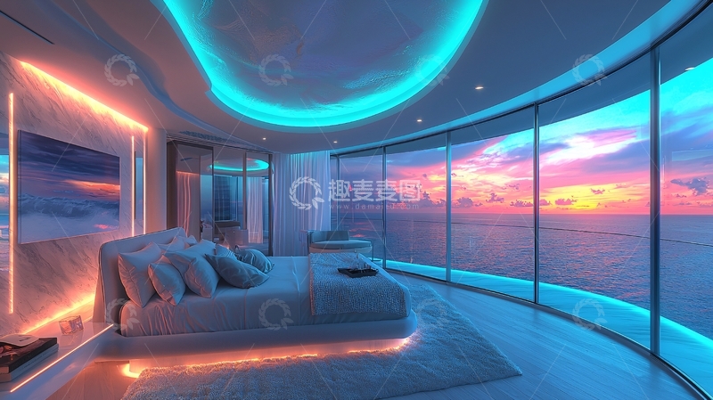 高清大图下载【趣麦麦图】极简风海景卧室