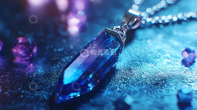 高清大图下载【趣麦麦图】蓝色水晶吊坠