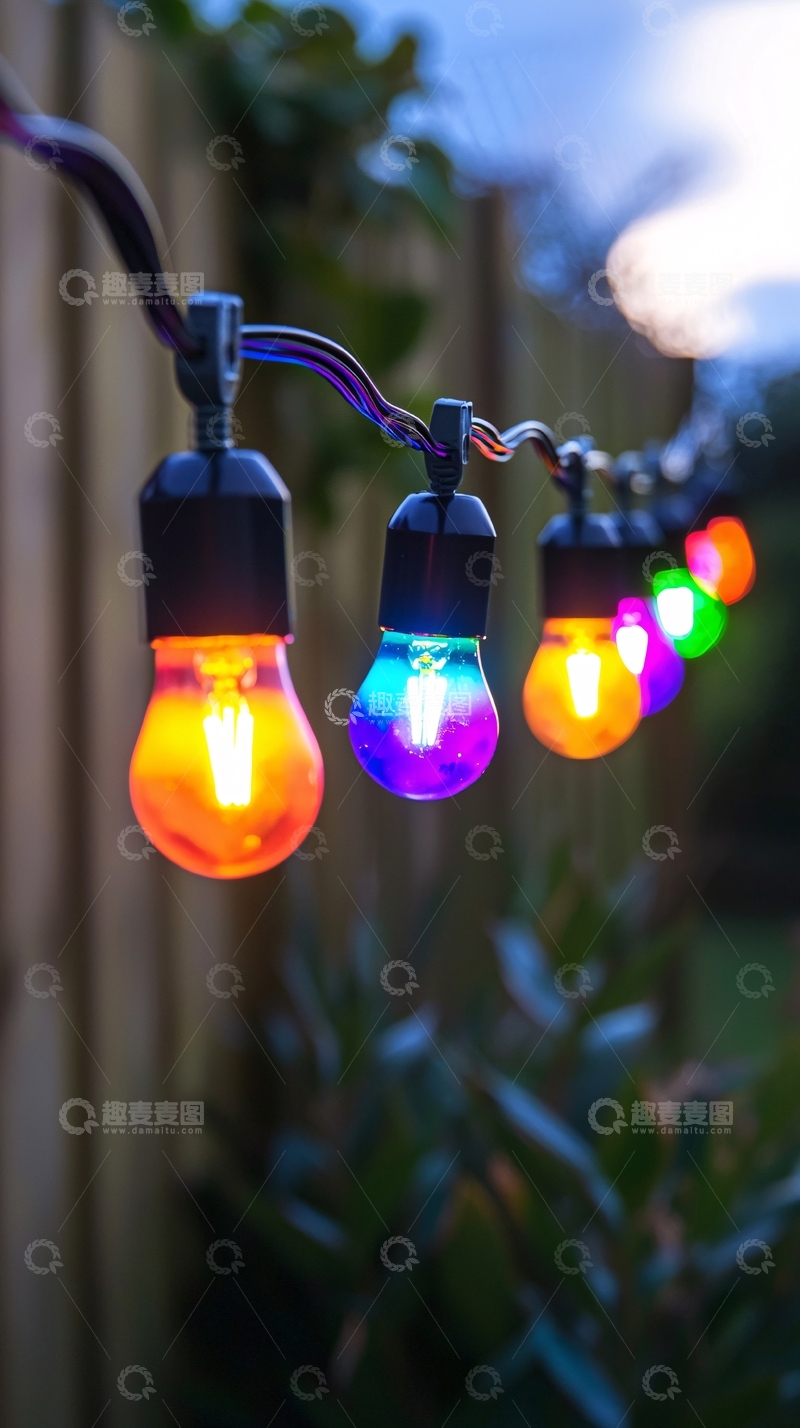 高清大图下载【趣麦麦图】彩色户外灯串