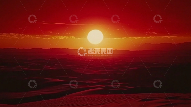 高清大图下载【趣麦麦图】红色日落