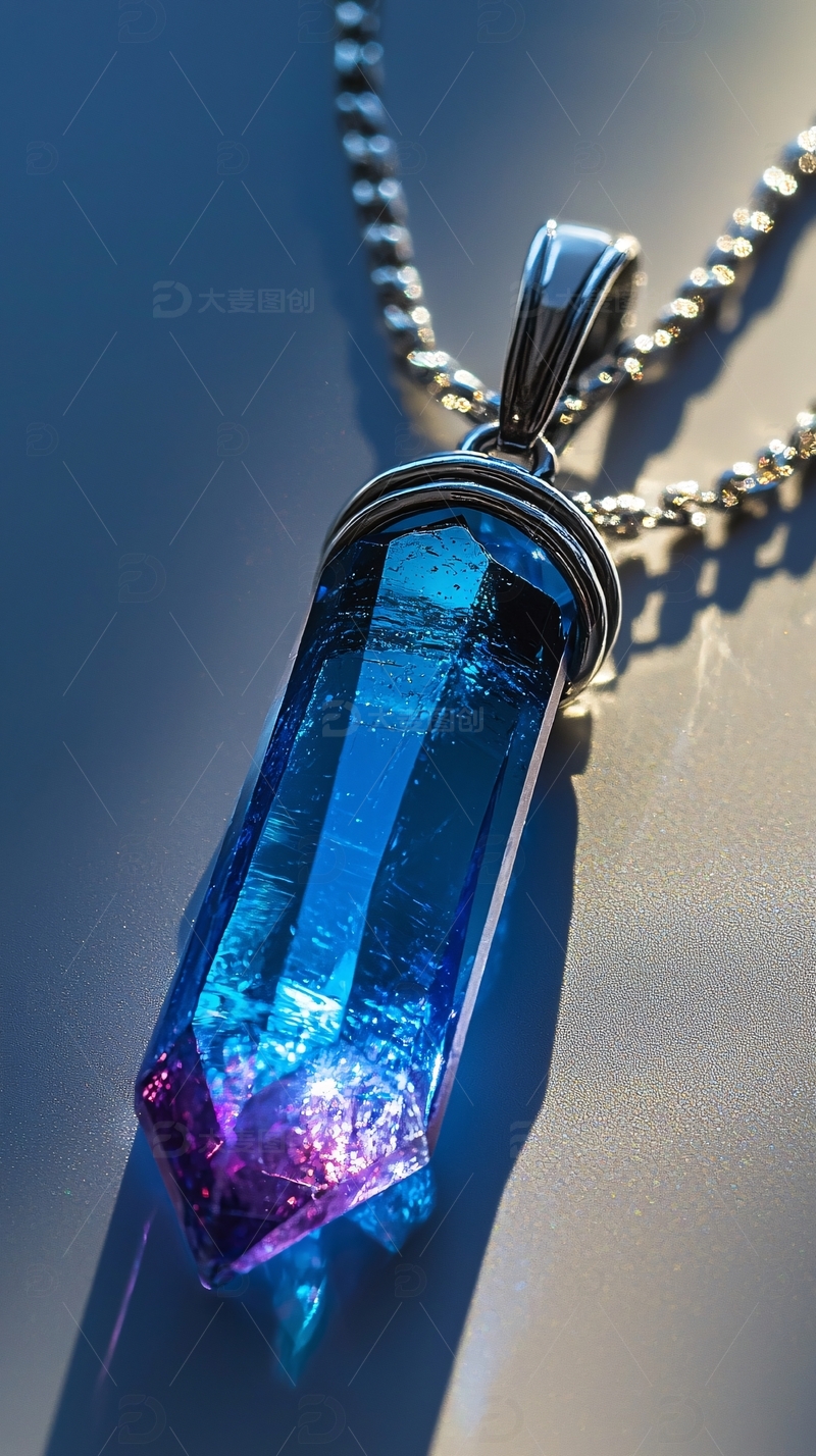 高清大图下载【趣麦麦图】蓝紫色水晶吊坠