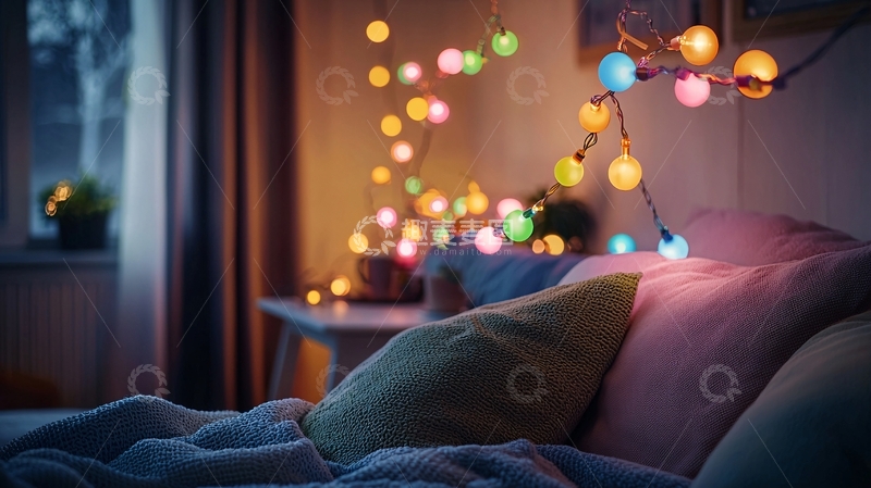 高清大图下载【趣麦麦图】卧室彩灯温馨氛围