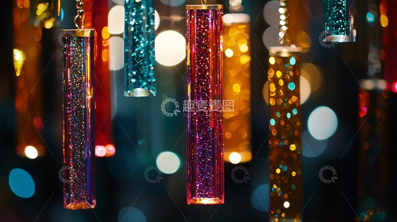 高清大图下载【趣麦麦图】彩色玻璃管吊饰