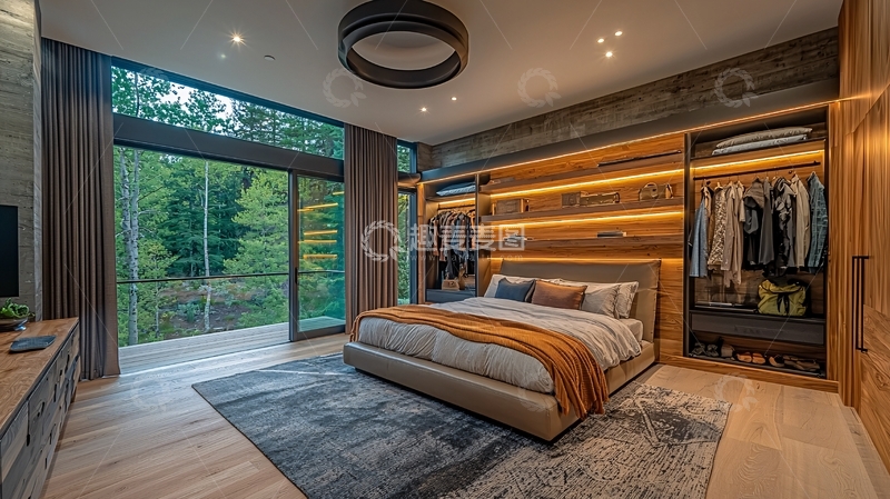 高清大图下载【趣麦麦图】豪华现代卧室带落地窗