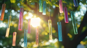 彩色玻璃管风铃
