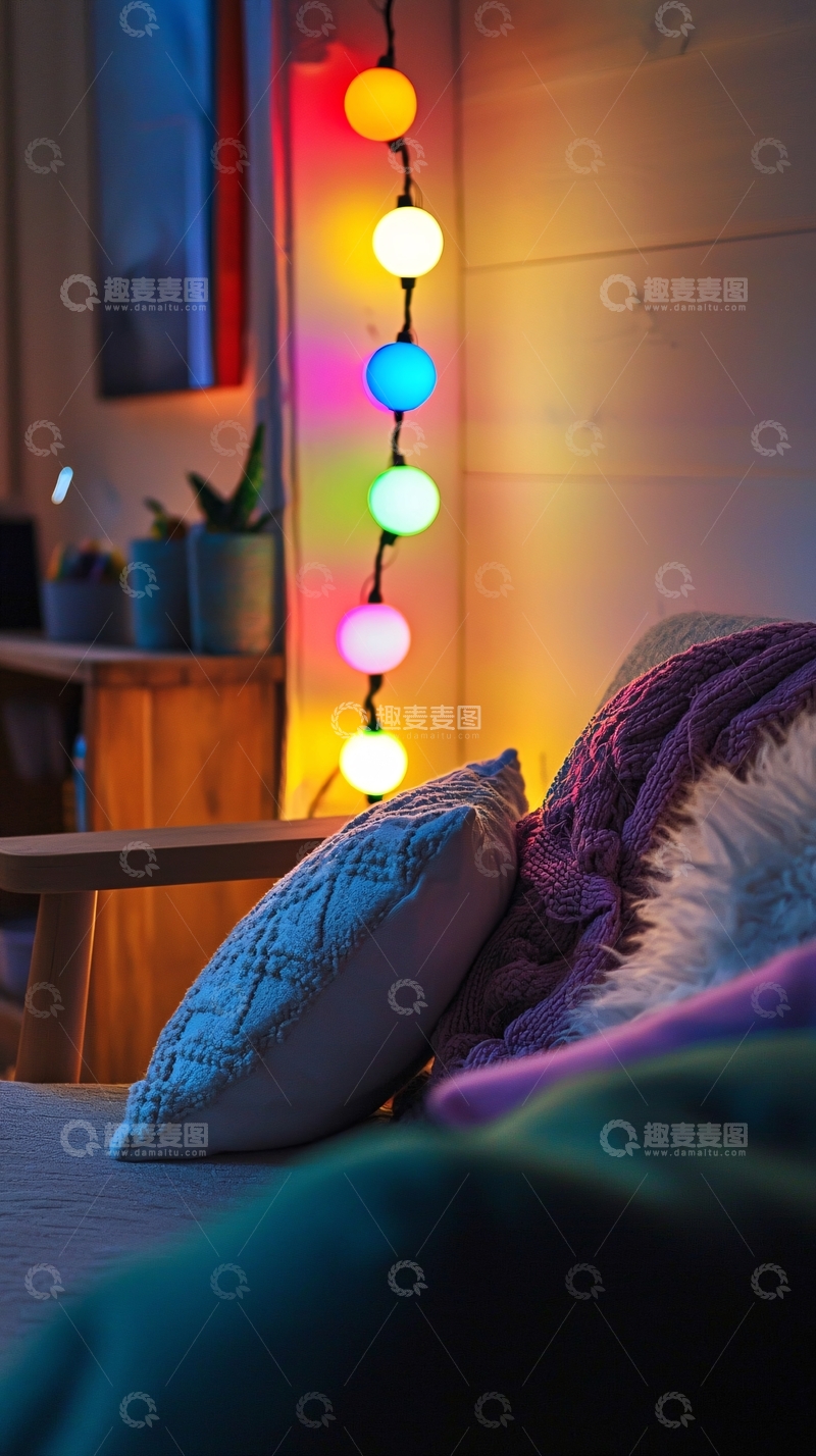 高清大图下载【趣麦麦图】卧室彩灯温馨氛围