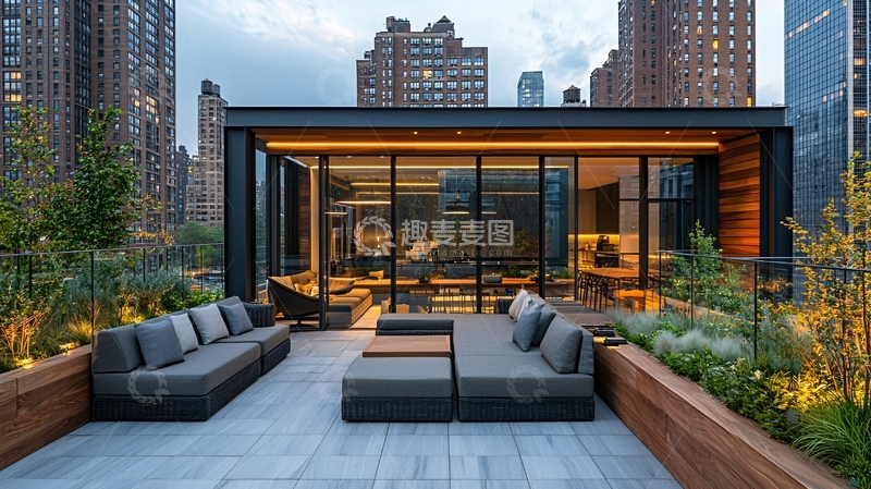 高清大图下载【趣麦麦图】现代都市屋顶花园