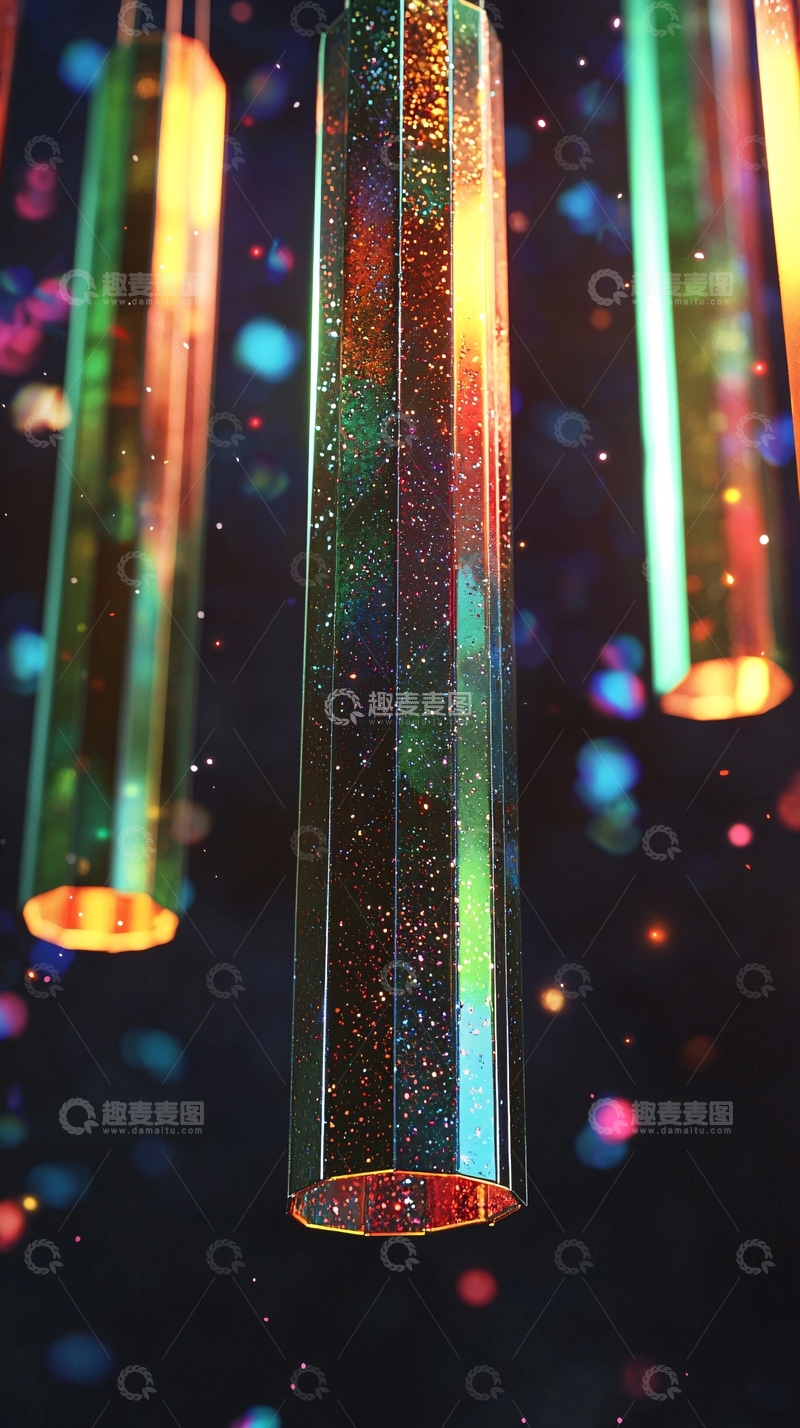 高清大图下载【趣麦麦图】彩色棱镜吊坠