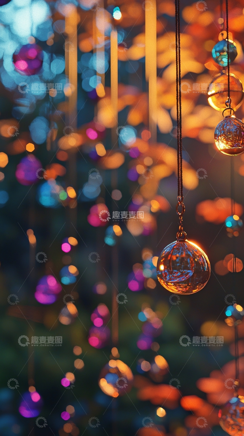 高清大图下载【趣麦麦图】彩色玻璃球吊饰