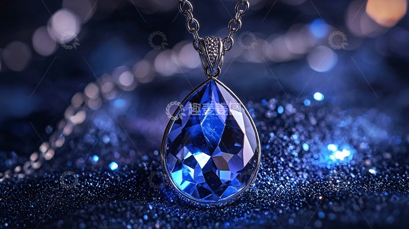 高清大图下载【趣麦麦图】蓝色宝石吊坠