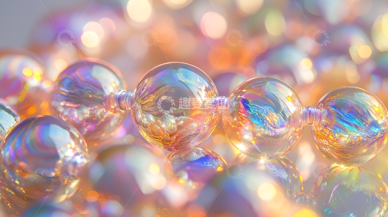 高清大图下载【趣麦麦图】彩虹色玻璃珠子特写
