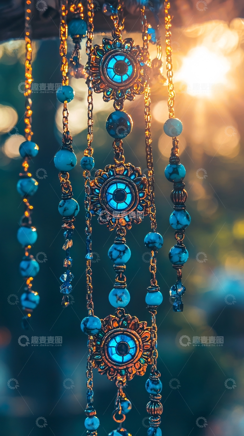 高清大图下载【趣麦麦图】蓝绿宝石串珠饰品