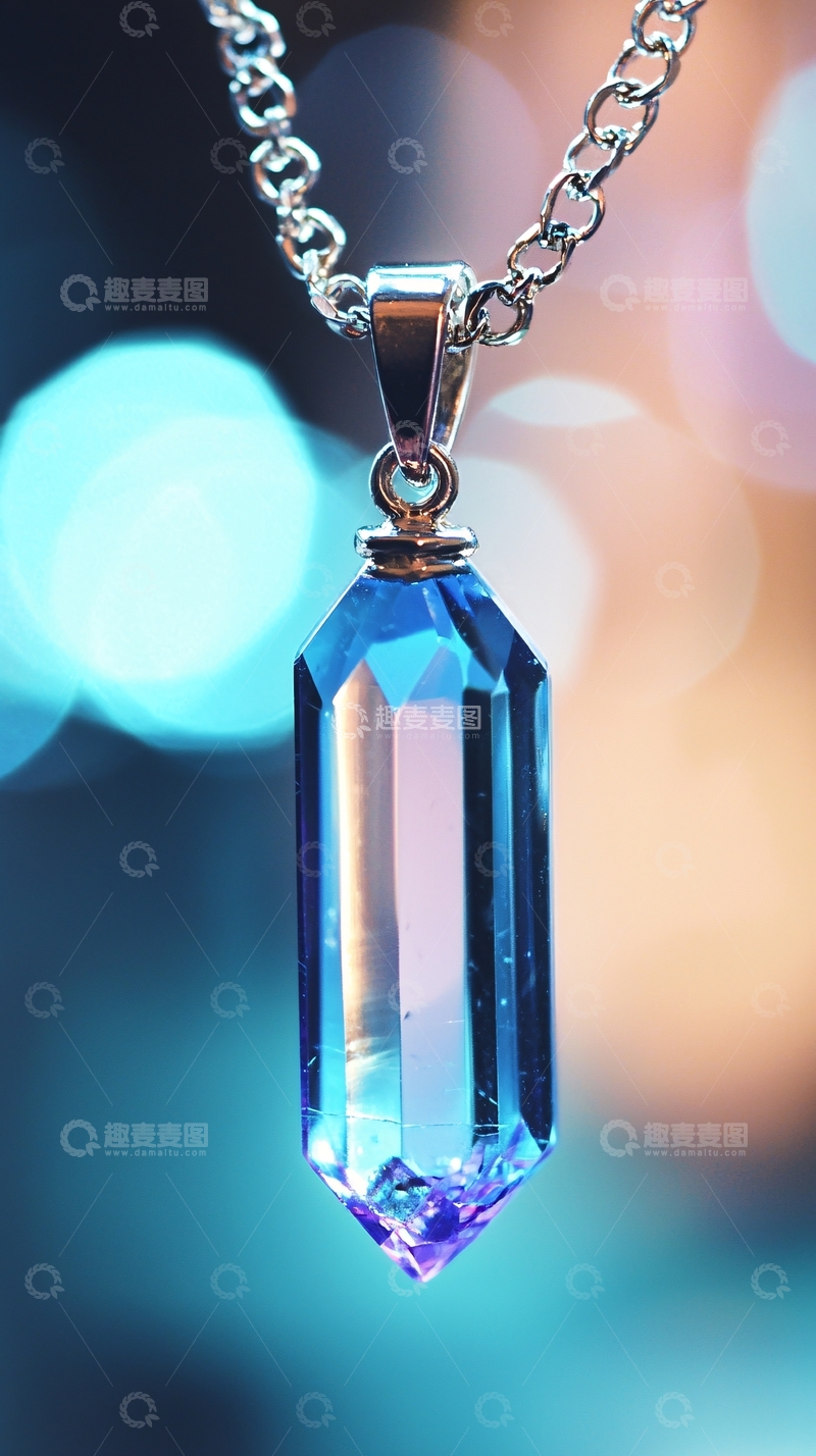 高清大图下载【趣麦麦图】-蓝紫色水晶吊坠