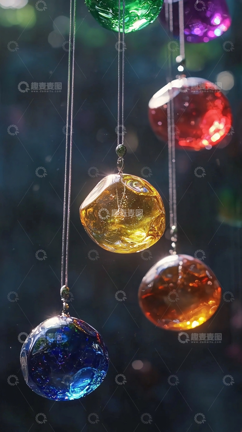 高清大图下载【趣麦麦图】彩色玻璃球吊饰