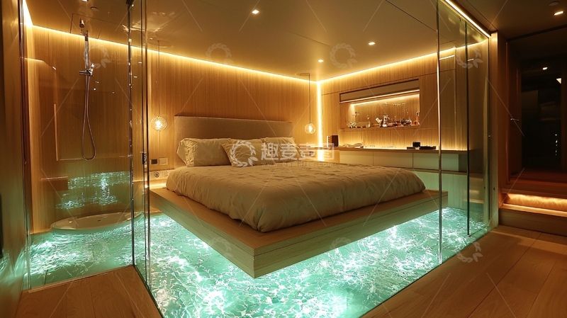 高清大图下载【趣麦麦图】透明玻璃床