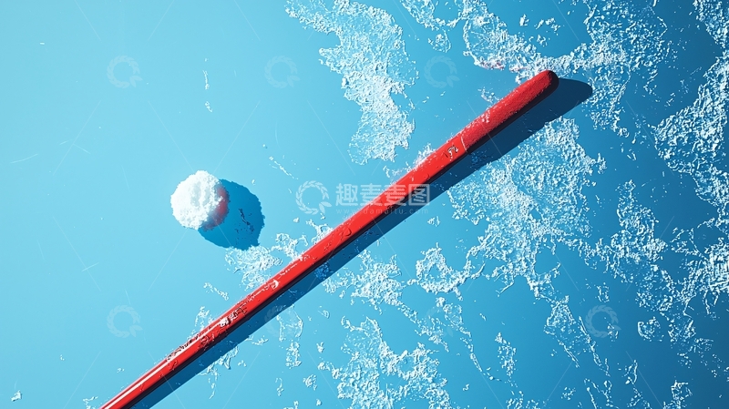 高清大图下载【趣麦麦图】简约蓝色背景下的红色铅笔