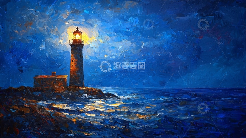高清大图下载【趣麦麦图】夜色中的灯塔