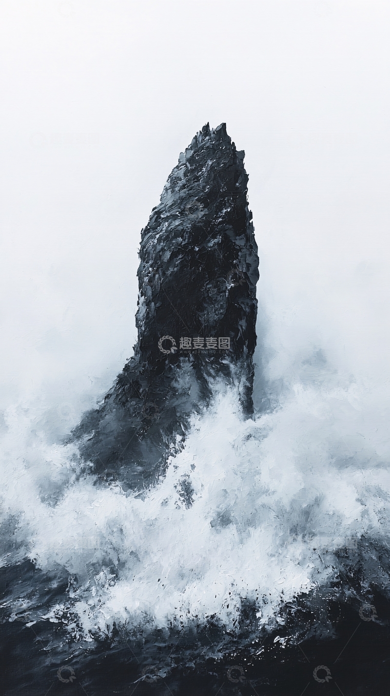 高清大图下载【趣麦麦图】海中孤石