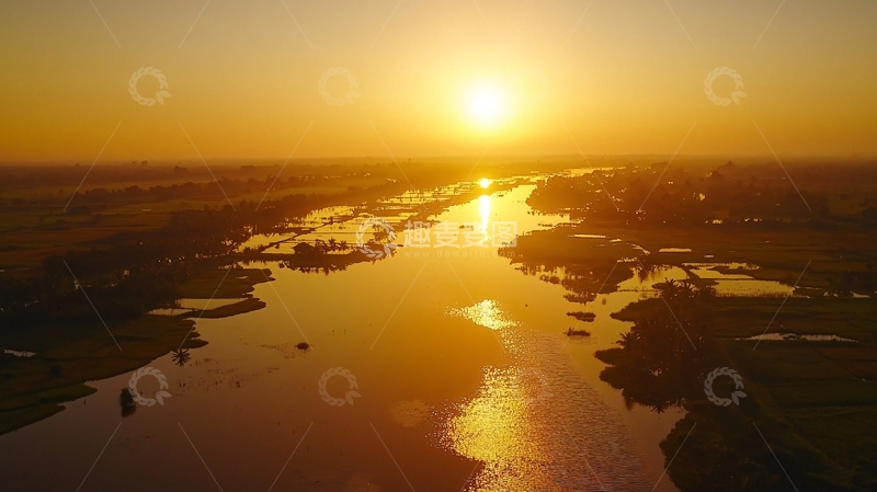 高清大图下载【趣麦麦图】金色河流日出