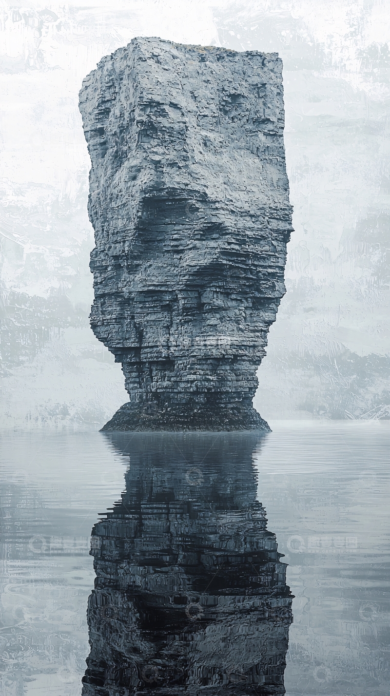 高清大图下载【趣麦麦图】水中巨石柱耸立