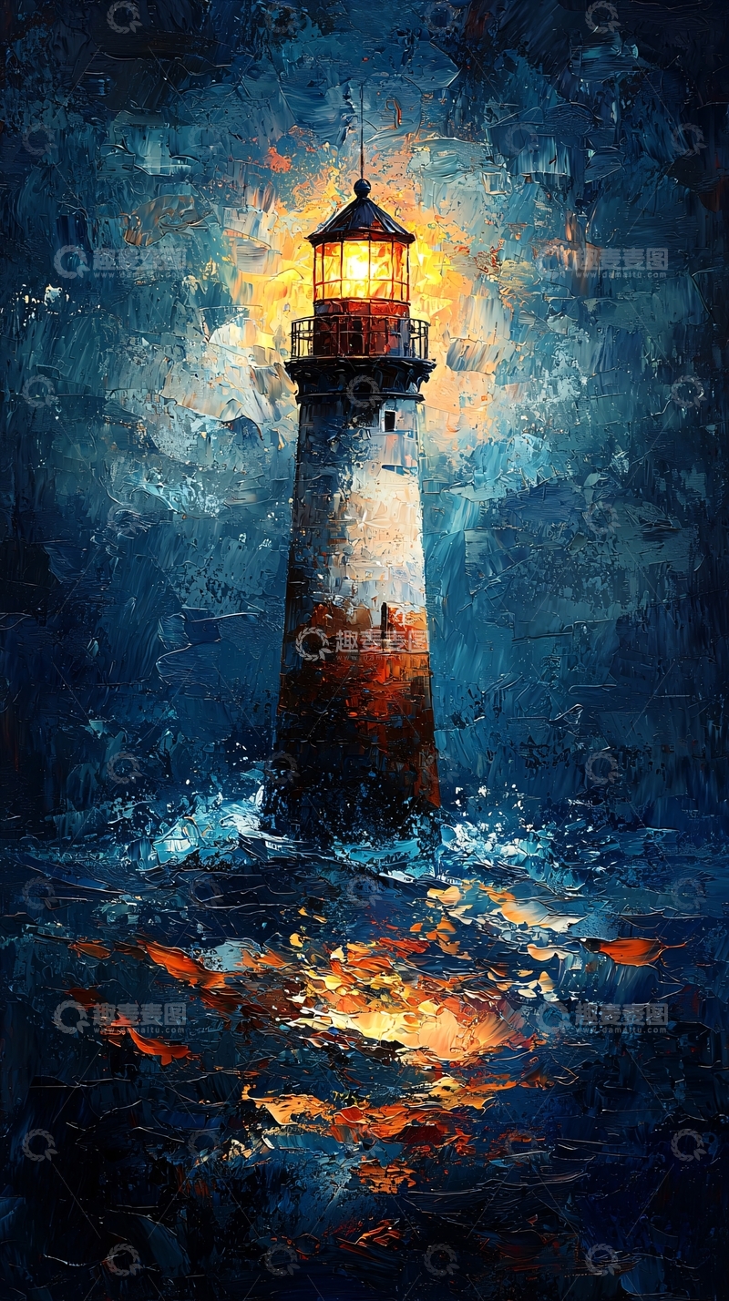 高清大图下载【趣麦麦图】暴风雨中的灯塔