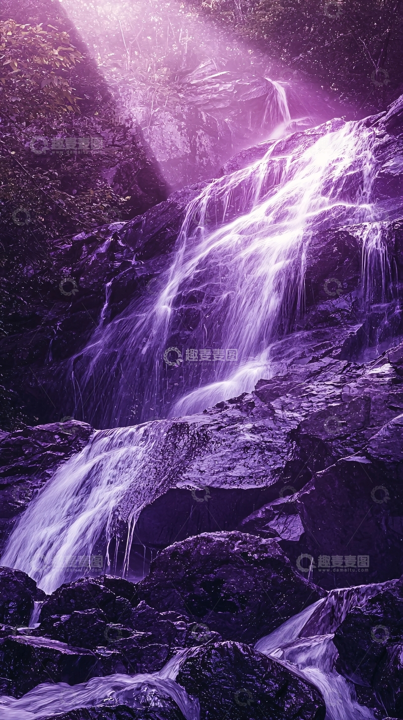 高清大图下载【趣麦麦图】紫色瀑布