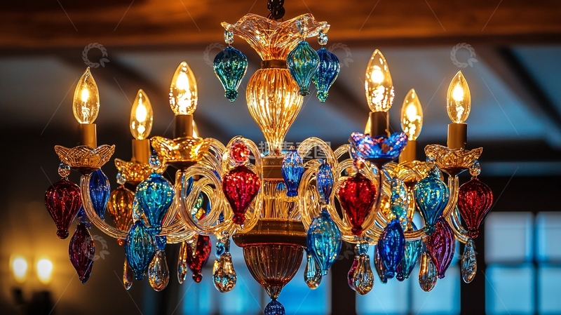 高清大图下载【趣麦麦图】彩色水晶吊灯