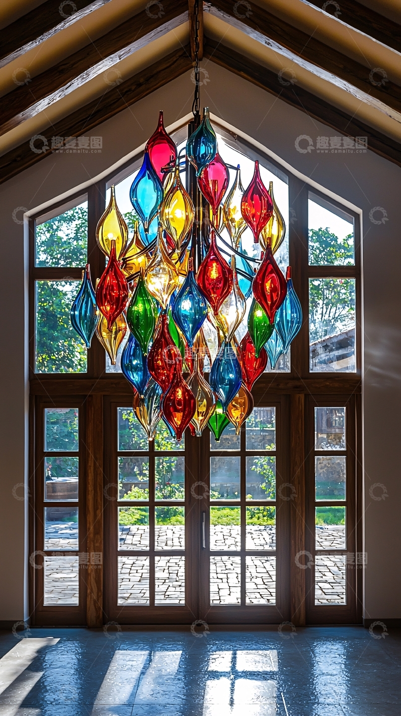 高清大图下载【趣麦麦图】彩色玻璃吊灯