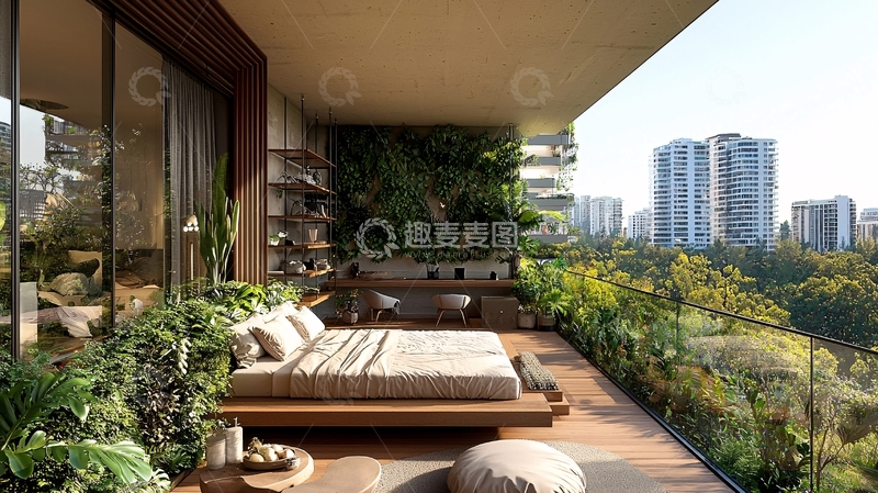 高清大图下载【趣麦麦图】带绿植的现代阳台