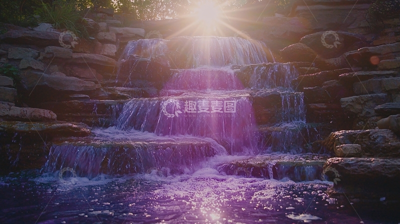 高清大图下载【趣麦麦图】梦幻紫色瀑布