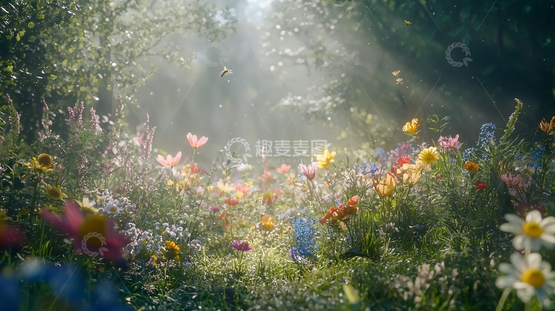 高清大图下载【趣麦麦图】阳光森林花海