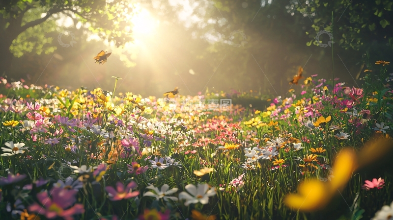 高清大图下载【趣麦麦图】阳光洒进花海