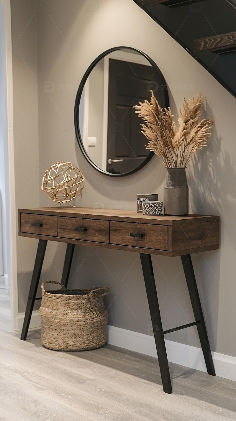 高清大图下载【趣麦麦图】现代简约三抽屉玄关桌