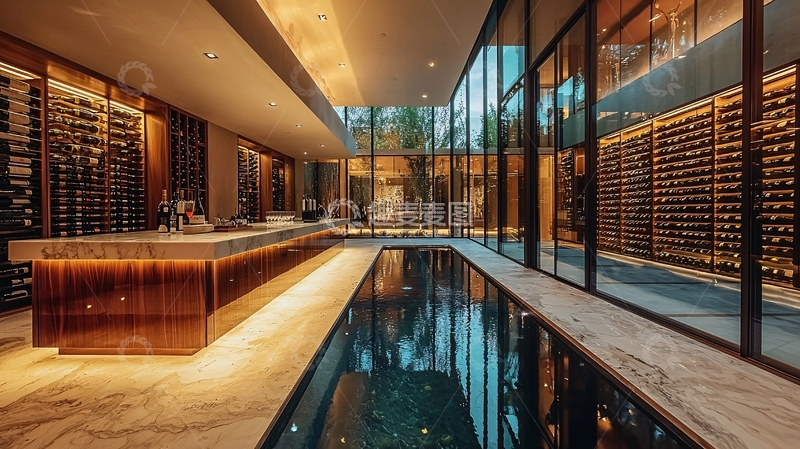 高清大图下载【趣麦麦图】豪华泳池酒窖