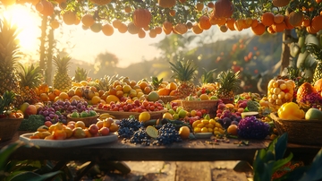 阳光下的水果丰收景象