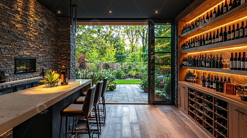 高清大图下载【趣麦麦图】带酒窖的现代风格酒吧