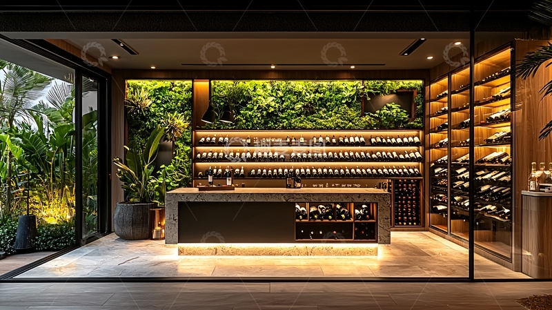 高清大图下载【趣麦麦图】现代风格酒窖与绿植墙