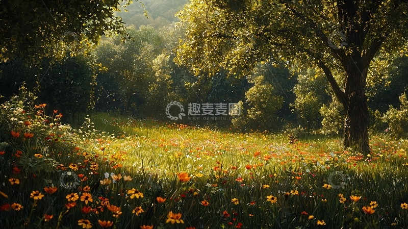 高清大图下载【趣麦麦图】阳光森林花田