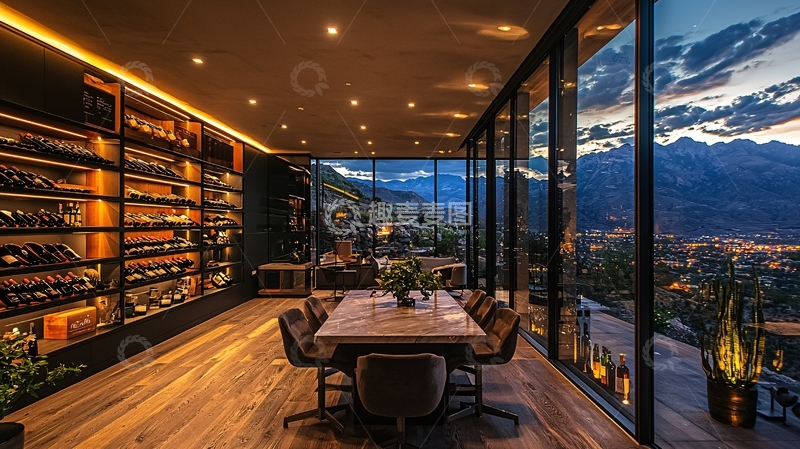 高清大图下载【趣麦麦图】豪华餐厅夜景山景