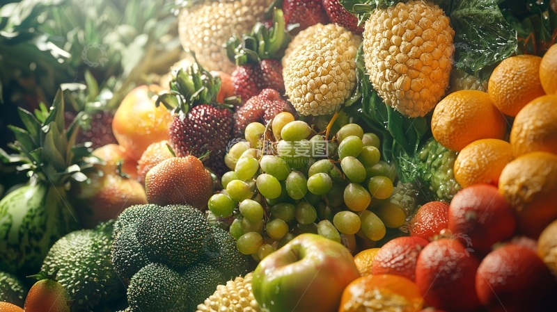 高清大图下载【趣麦麦图】新鲜水果蔬菜丰收景象