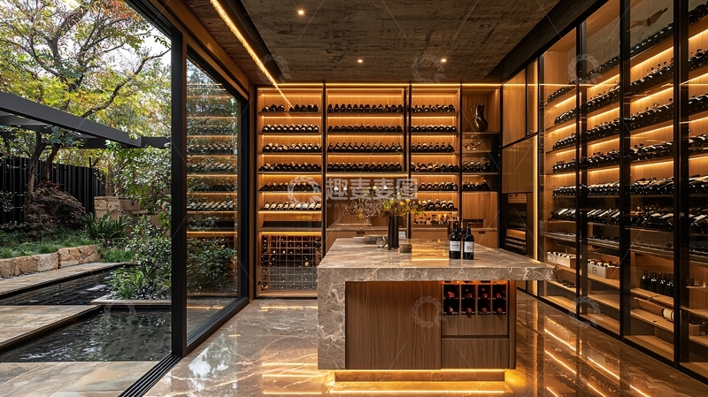 高清大图下载【趣麦麦图】高级私人酒窖带庭院景观